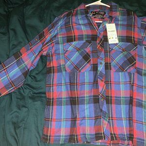 Modern amusement plaid sleeved button up